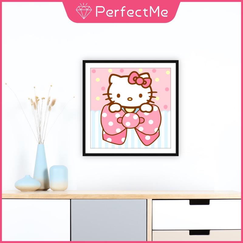 Bộ Tranh Đính Đá 5D Tự Làm 30x30CM Hình Hello Kitty Trang Trí Nhà Cửa