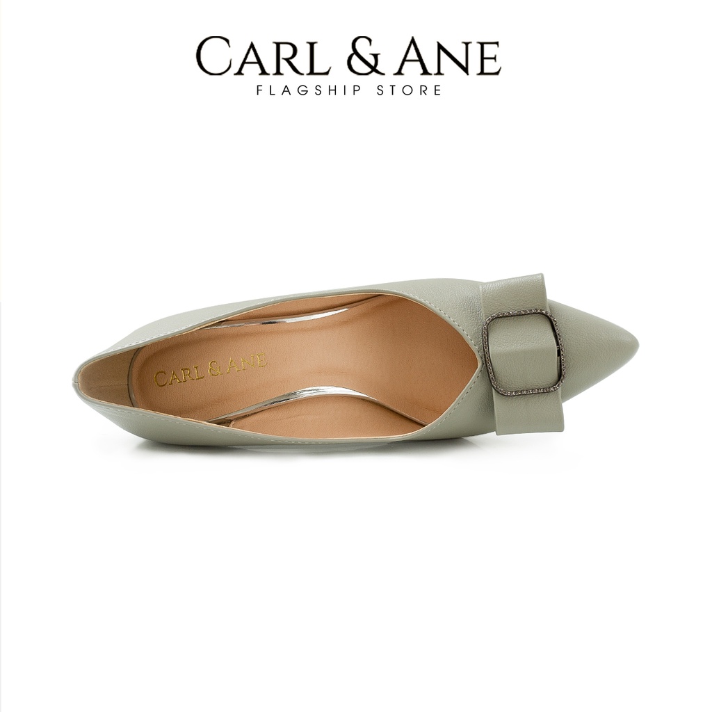 Carl & Ane - Giày cao gót nữ bít mũi đính khóa vuông cao 7cm màu xanh _ CP008
