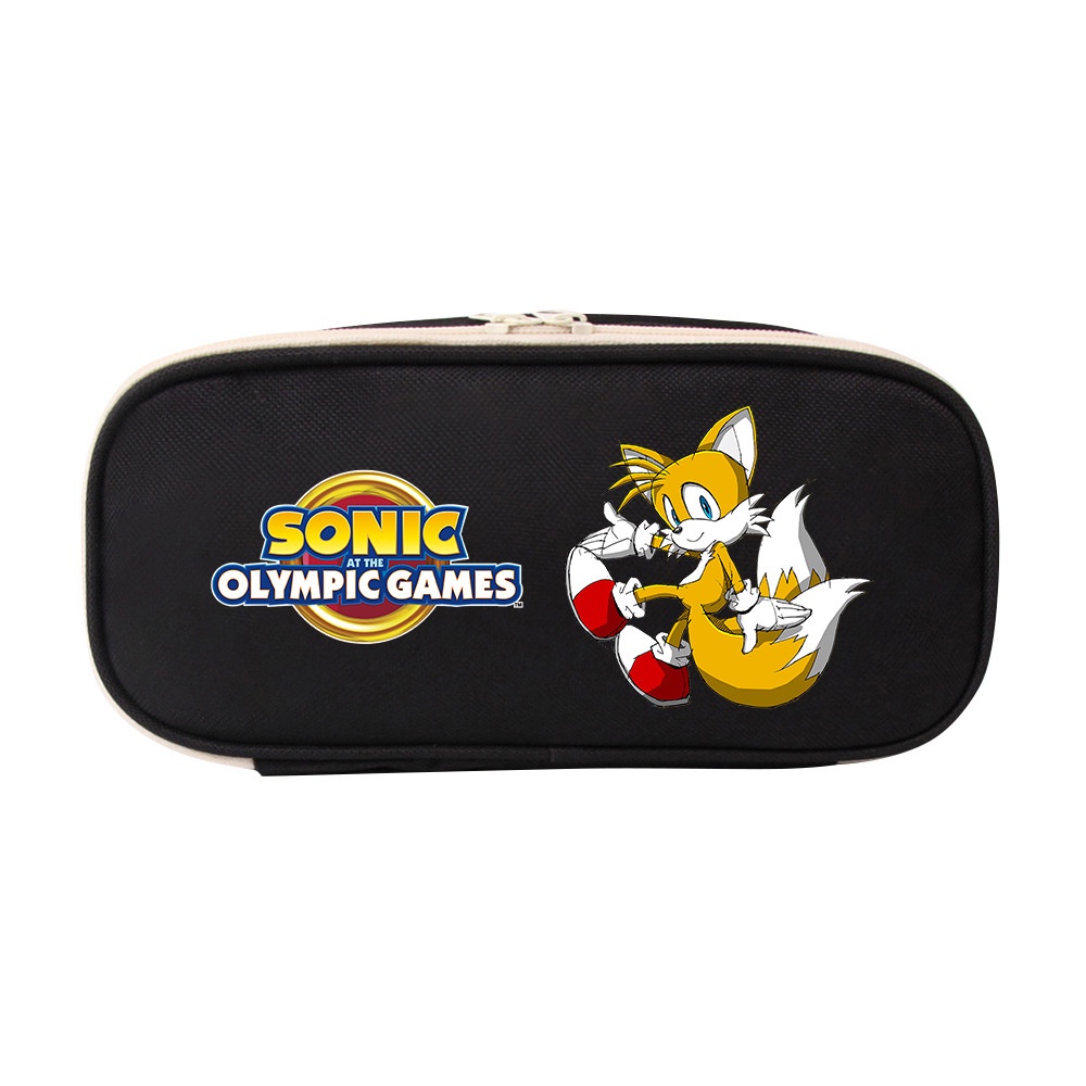 Túi Đựng Bút Vải Canvas Đa Năng Họa Tiết Hoạt Hình Sonic The Hedgehog Cho Học Sinh
