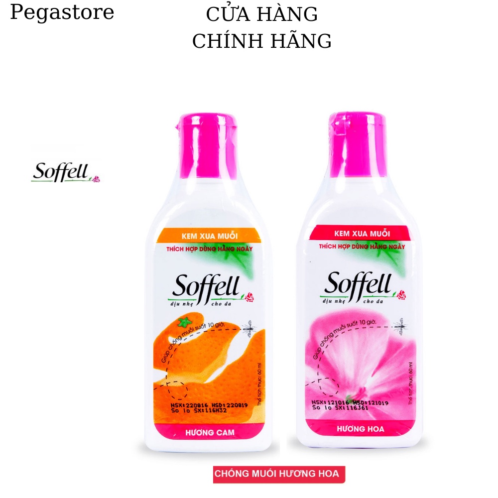 Kem chống muỗi SOFFELL Hương Hoa /Hương cam - kem đuổi muỗi 60ml