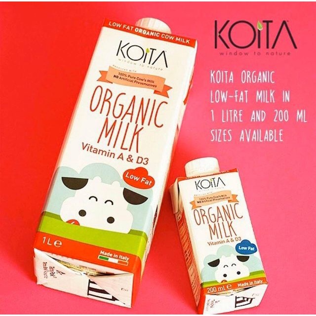 Sữa bò ít béo hữu cơ Koita 1L