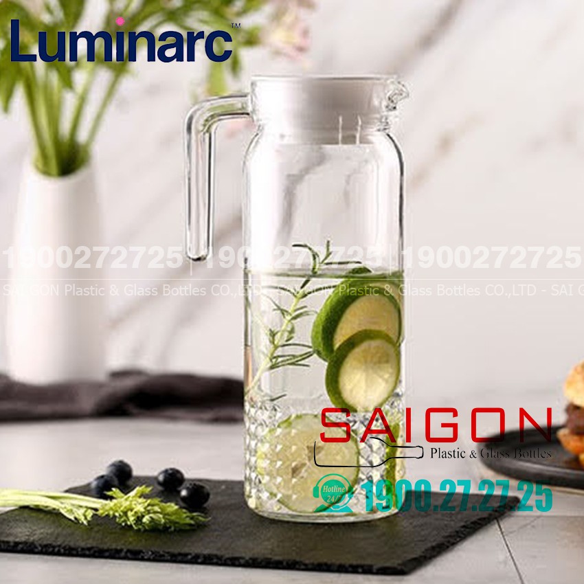 Bình Nước Thủy Tinh Luminarc Dona Embossment 1000ml | Tùy Chọn Hoa Văn Trên Bình