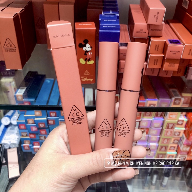 Son 3CE Velvet Lip Tint Like Gentle hồng nude be