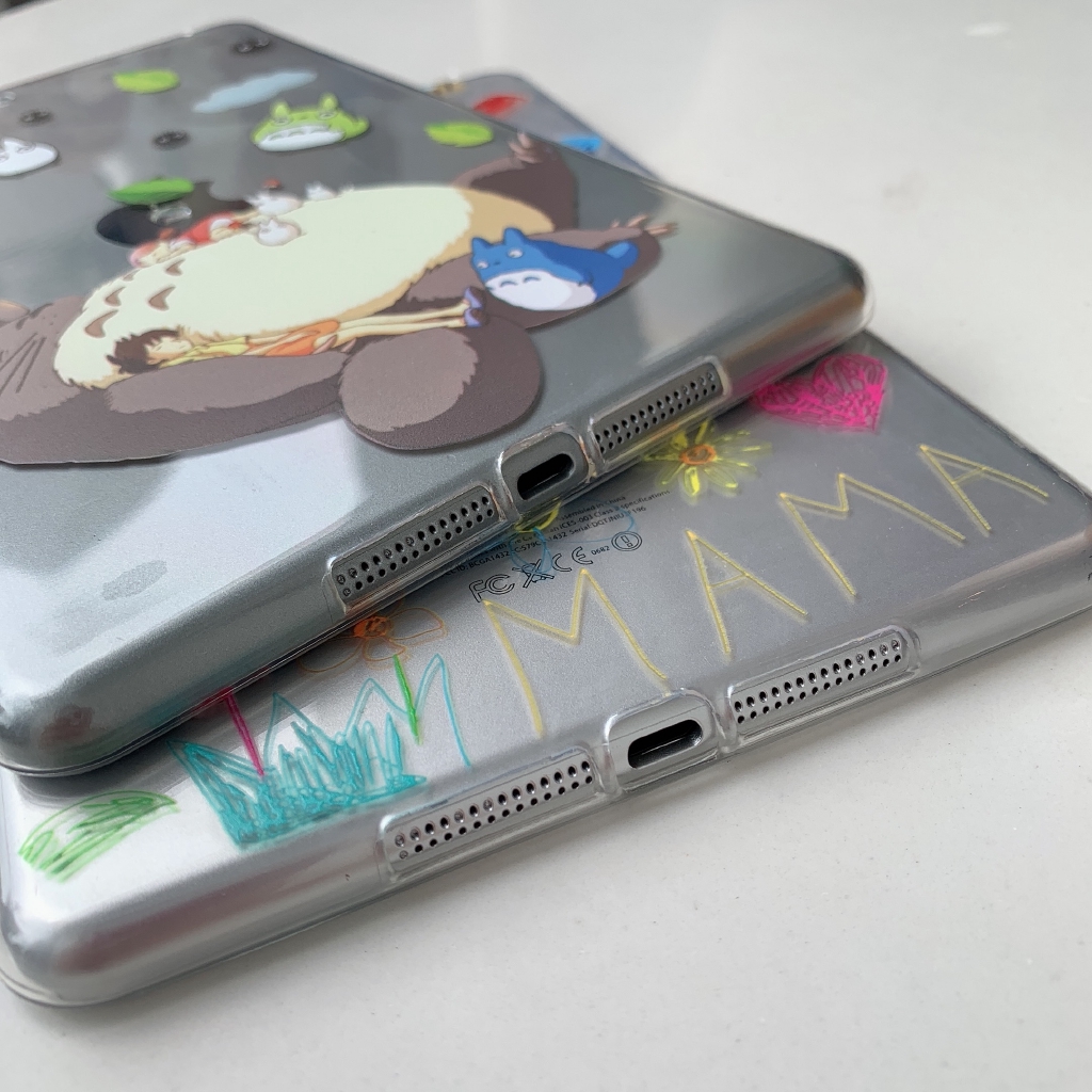 Ốp máy tính bảng mềm trong suốt họa tiết doodle/Totoro dễ thương cho iPad mini 2 3 4 iPad2 3 4 Pro 11 9.7 Air3