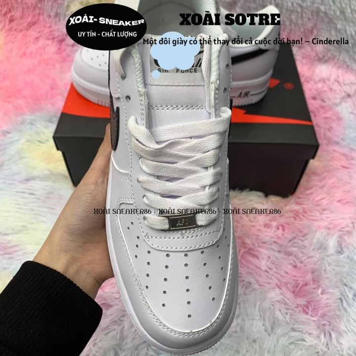 Giày AF1 trắng vệt đen, giày air force 1 trắng tích đen, full phụ kiện hàng cao cấp, full size 36-43/ XOÀI SNEAKER86 | BigBuy360 - bigbuy360.vn