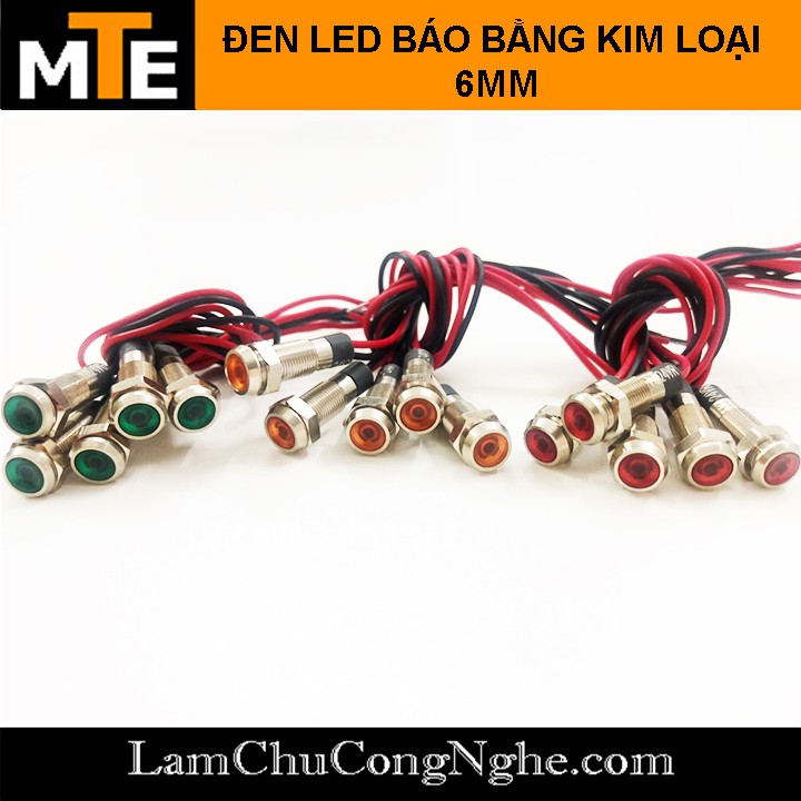 Đèn LED báo bằng kim loại chống nước 6mm