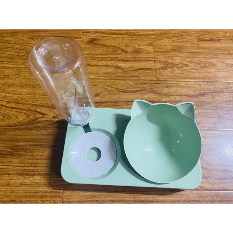 Combo Bát Ăn Chống Gù Đầu Mèo và Bình Nước cho Thú Cưng