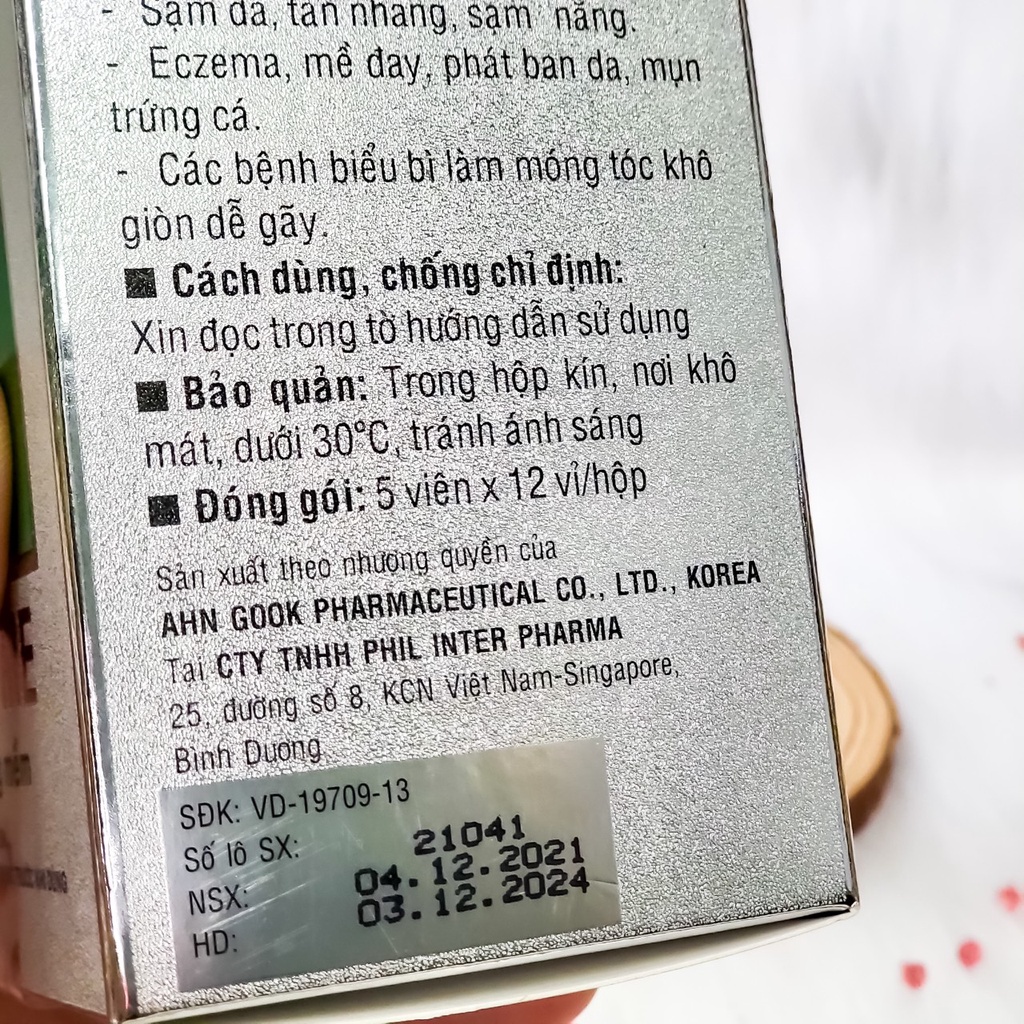 Viên uống đẹp da, ngừa sạm, nám, tàn nhang L Cystine Phils Lin Hàn Quốc 500mg hộp 60 viên