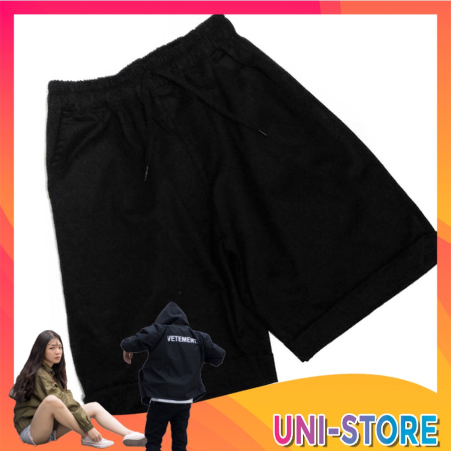 Quần short kaki pants unisex nam nữ ống suôn đùi trơn dáng ngắn form rộng phản quang