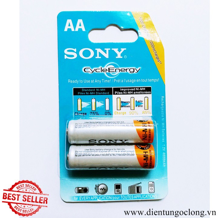 Vỉ 2 pin sạc AA Sony CycleEnergy 4600 mAh