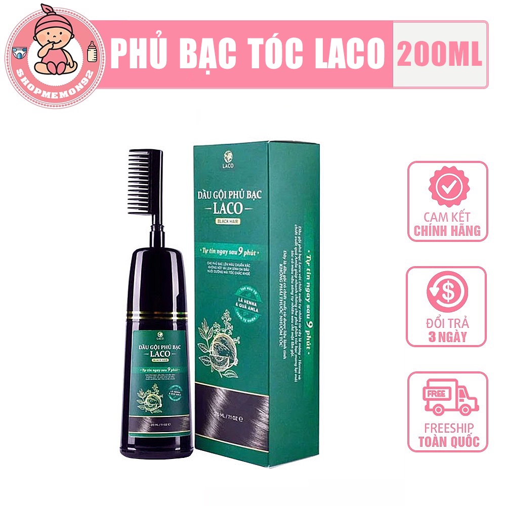 Dầu gội phủ bạc Laco 200ml giúp đen tóc tự nhiên sau 9 phút