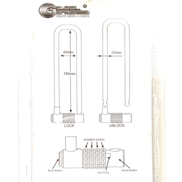 Ổ khoá số càng dài hàng đài loan(chiều dài càng 195mm)
