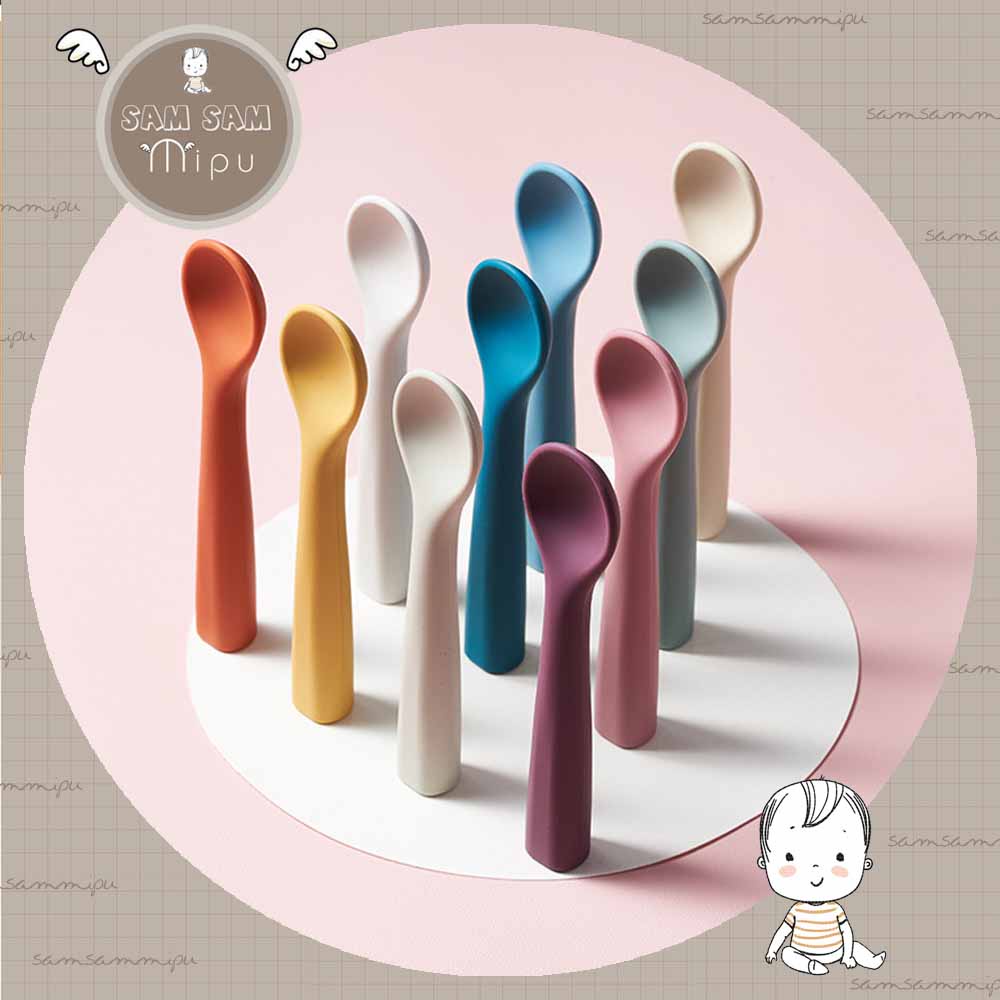 Ảnh Thật Thìa Silicon Nhiều Màu Cho Bé Ăn Dặm Không Chứa BPA Và Chất Độc Hại Khác - Shop Mẹ Sam