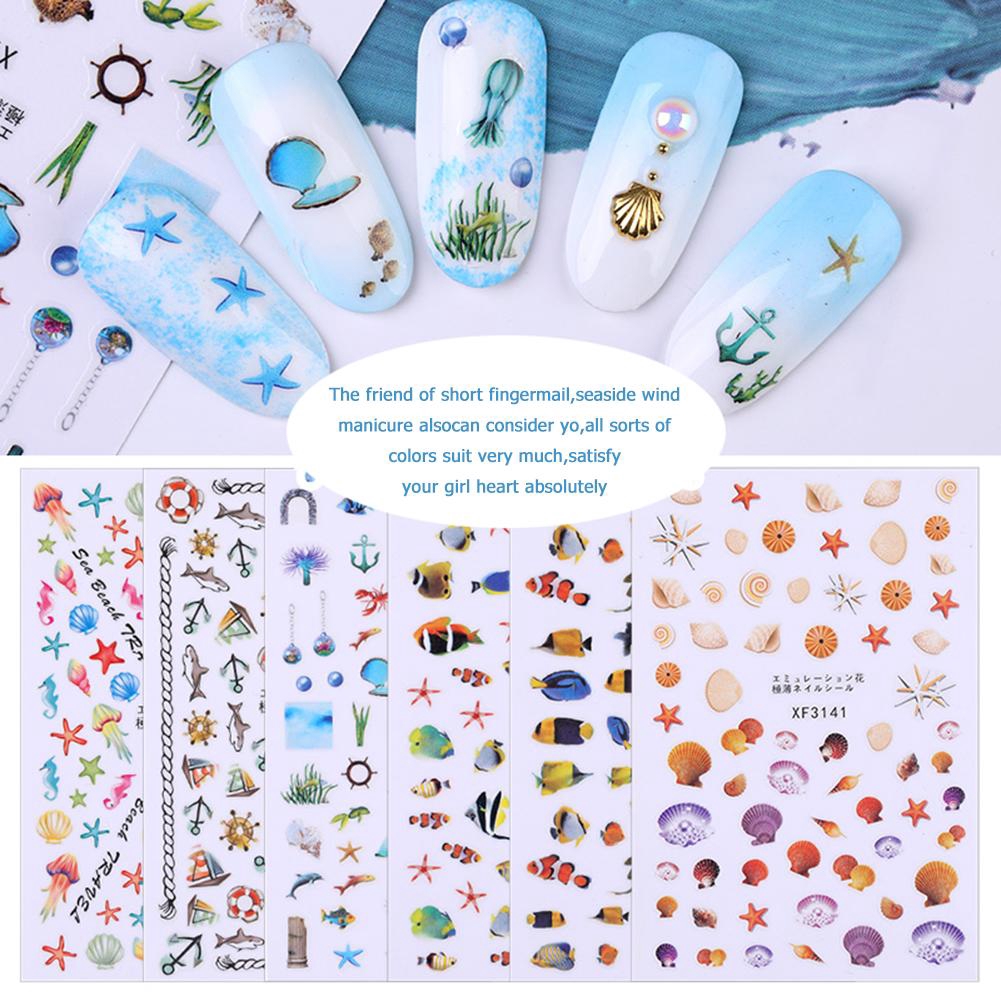 1 Set Nail Stickers Art Decoration Slider Ocean Water Decal Manicure Foil