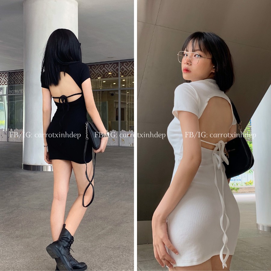 VÁY HỞ LƯNG CỘT DÂY TAY NGẮN FREESIZE DƯỚI 55KG 💖💖💖 | BigBuy360 - bigbuy360.vn