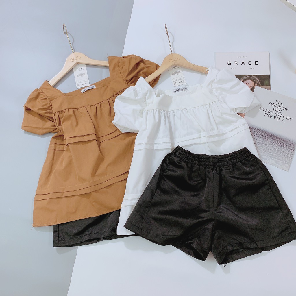 SET ÁO THÔ CỔ VUÔNG TAY BỒNG QUẦN SOOC BẢNG 3 MÀU CHO NỮ | BigBuy360 - bigbuy360.vn