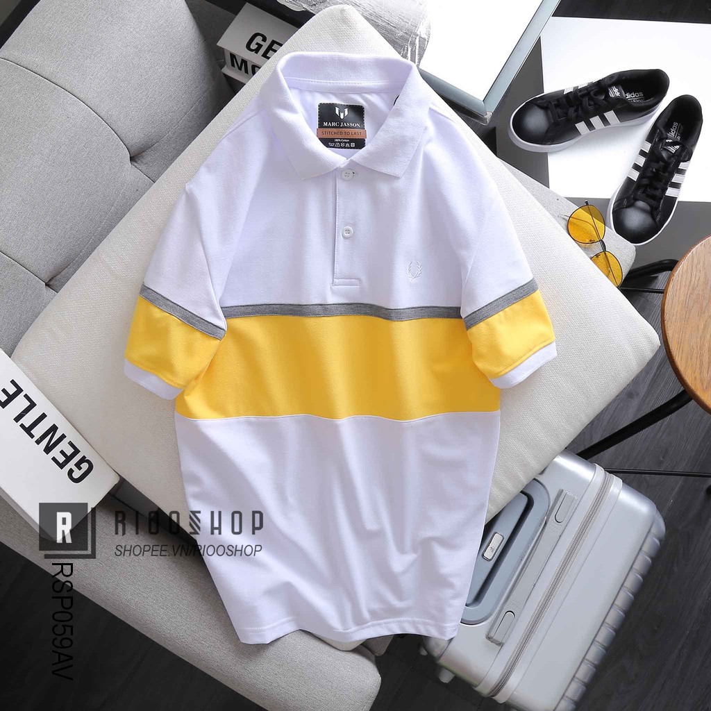 Áo polo nam có cố phối 2 màu form rộng cực đẹp Marc Jasson RSP059AV - áo thun nam ngắn tay Riooshop | BigBuy360 - bigbuy360.vn