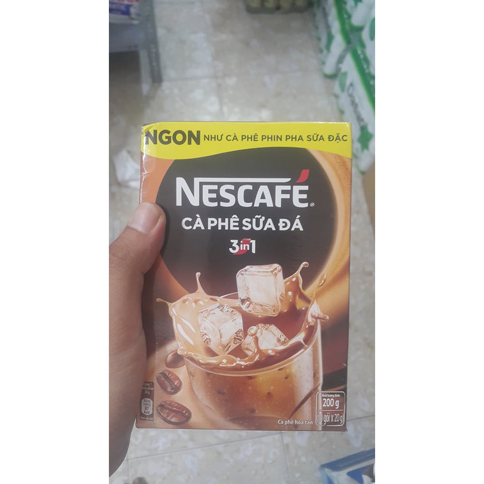 Cà phê sữa đá NesCafé 3 in 1 hộp 200gr (10 gói x 20gr) HSD: 12/2020