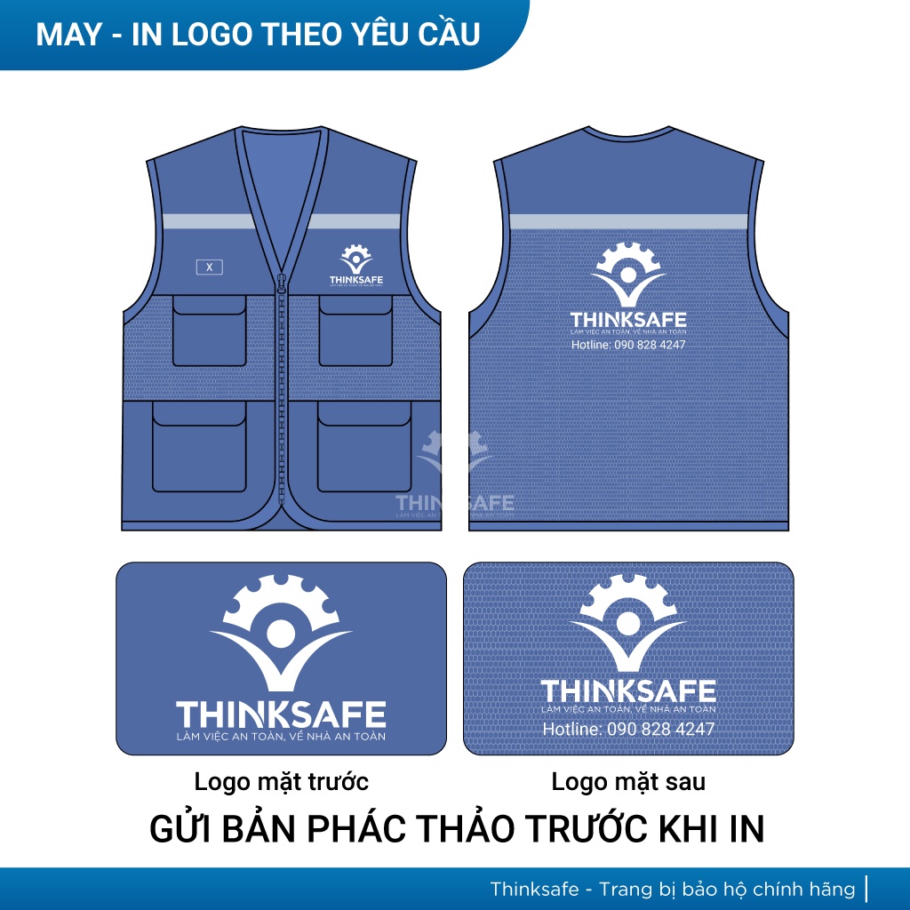 Áo gile phản quang phối lưới, vải Pangrim Hàn Quốc, thoáng mát, ít nhăn, bền màu dùng cho kỹ sư công nhân - Thinksafe