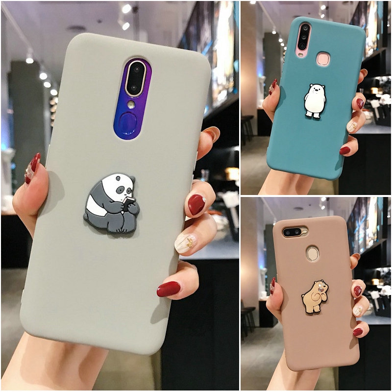 Ốp TPU mềm gắn hình gấu cho OPPO A53/9/5/3S/31/33 20 A5S/1K/92/12/E/91/7/52/11/K/72/32/53S Reno 4 2F 3 2Z 6i 5i 7/i 5/S