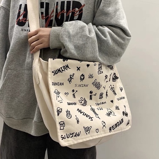 Túi đeo chéo nữ vải canvas giá rẻ đeo vai đi học đựng vừa A4 phong cách hàn quốc TV106