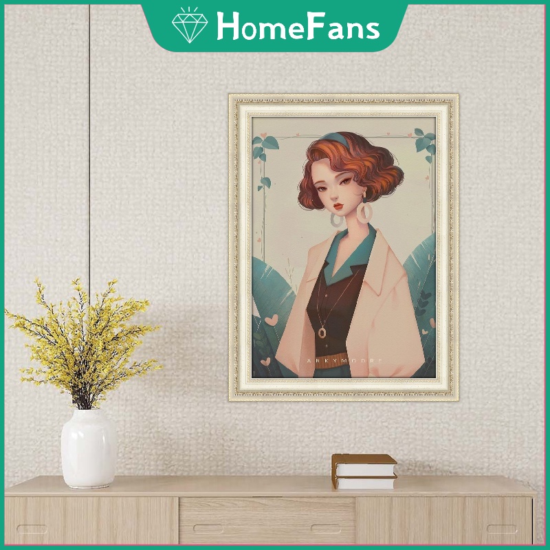 Tranh đính đá 5D tự làm 30x40cm hình cô gái trang trí nhà cửa