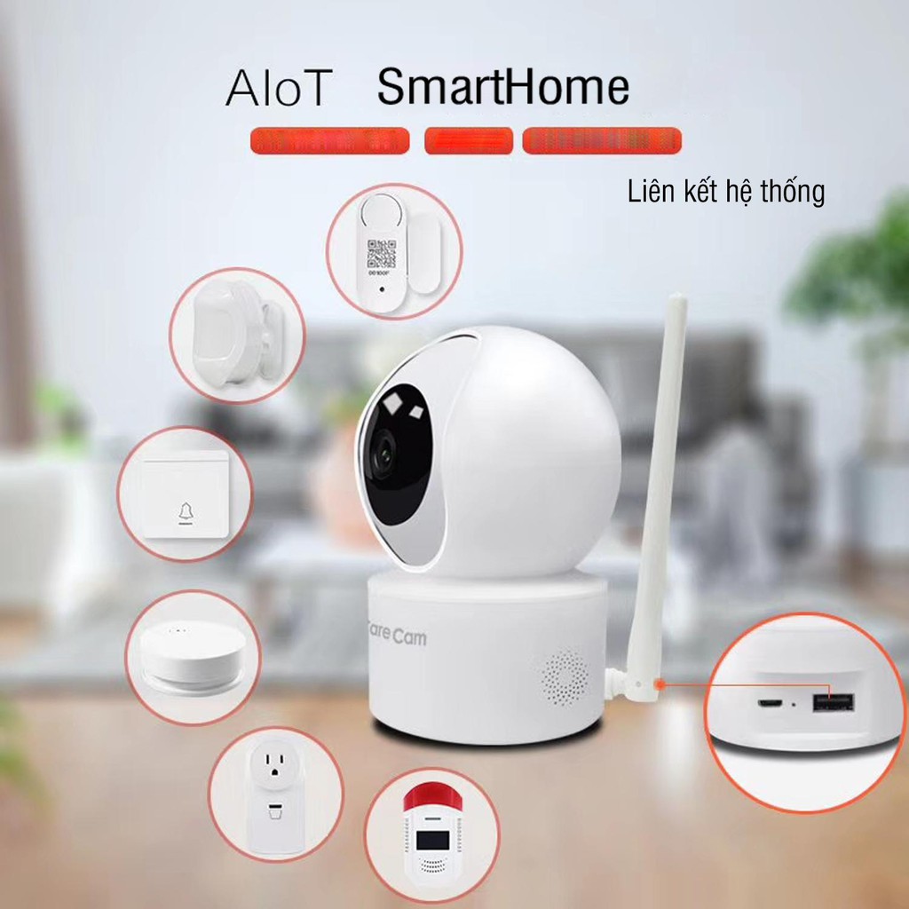 Camera wifi 360 độ Care Cam YH200 2.0 Mpx full HD1080 chuẩn nén H265+ đàm thoại 2 chiều, kết nối Smart Home | BigBuy360 - bigbuy360.vn