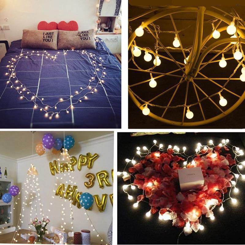 Dây đèn led bóng hình tròn (cherry ball) loại 3 mét Trang Trí Ngày Tết Cây Quất Tết chạy Pin AA