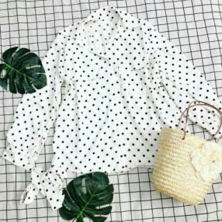ÁO SƠ MI OVERSIZE KÈM KHĂN QUÀNG CỔ