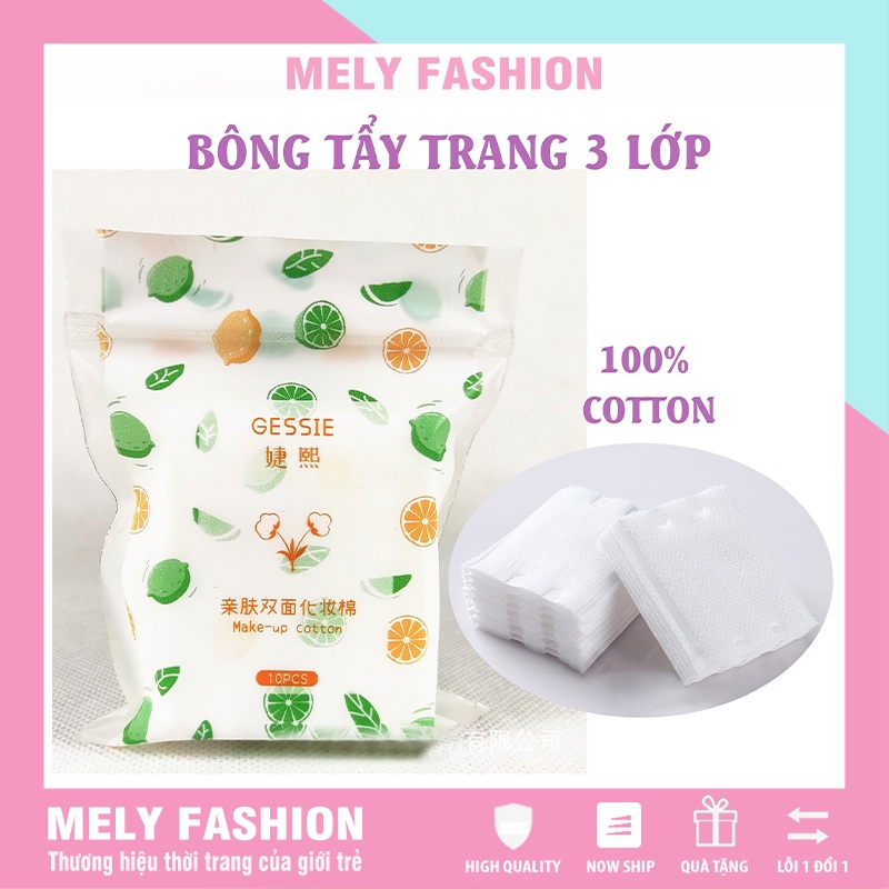 10 miếng bông tẩy trang, toner 3 lớp du lịch nội địa Trung 100% bông nguyên chất mềm mịn không vụn bông PK18