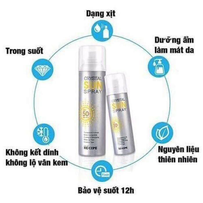 [150ml] Xịt chống nắng Hàn Quốc RECIPE CRYSTAL SUN SPRAY SPF 50 + PA+++