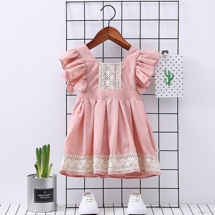 Đầm tay xòe thiết kế ren thời trang xinh xắn đáng yêu cho bé gái