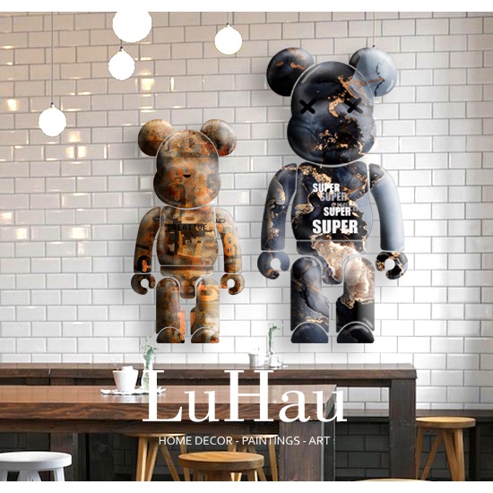 Gấu dán tường B.rick B.ear trang trí quán trà sữa cửa hàng phòng trọ