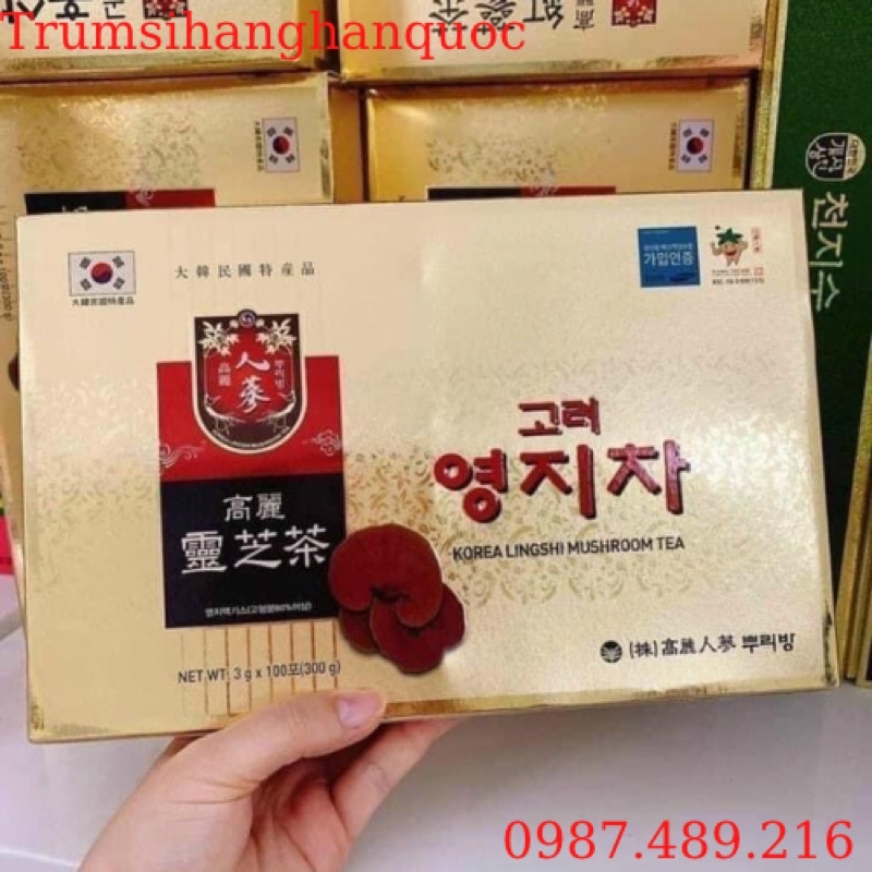 Trà LINH CHI Hộp Vàng Hàn Quốc - Chính Hãng - Tốt cho người bị tiểu đường, viêm gan, mỡ máu