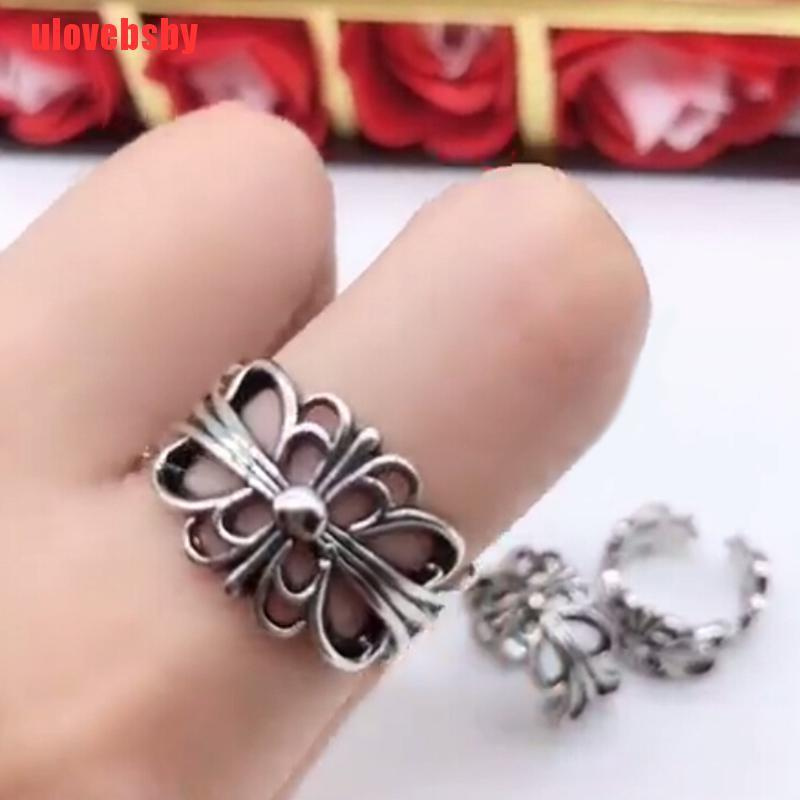 [ulovebsby]Vintage Punk Cross Flower Open Adjustable Knuckle Ring Unisex Jewelry Gift