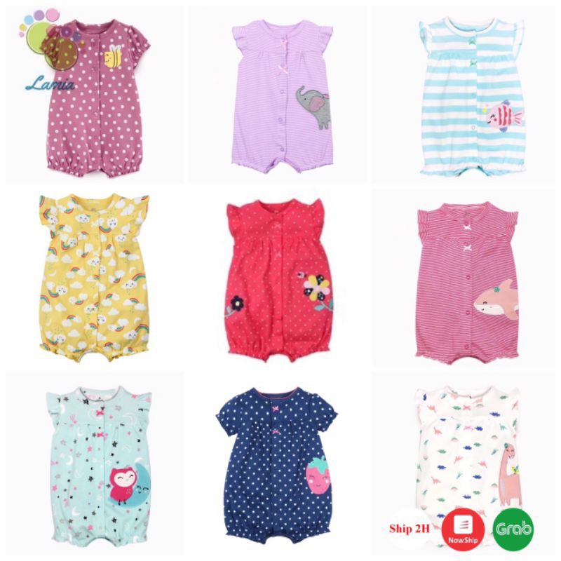 Body đùi xuất xịn Romper cho bé gái từ sơ sinh đến 18 tháng cotton mỏng mát cho mùa hè