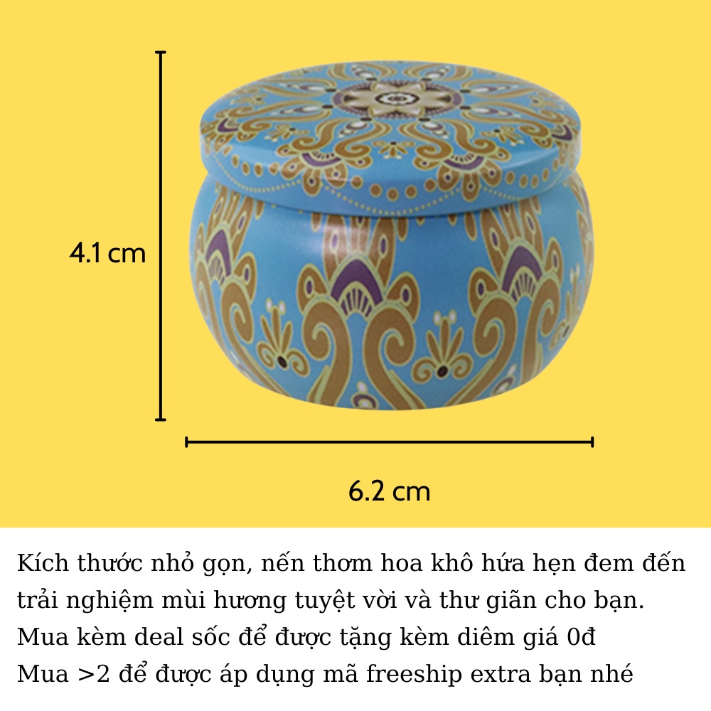 Nến thơm trang trí phòng SWEET HOME hũ thiếc cao cấp làm từ sáp đậu nành giúp khử mùi phòng,decor phòng