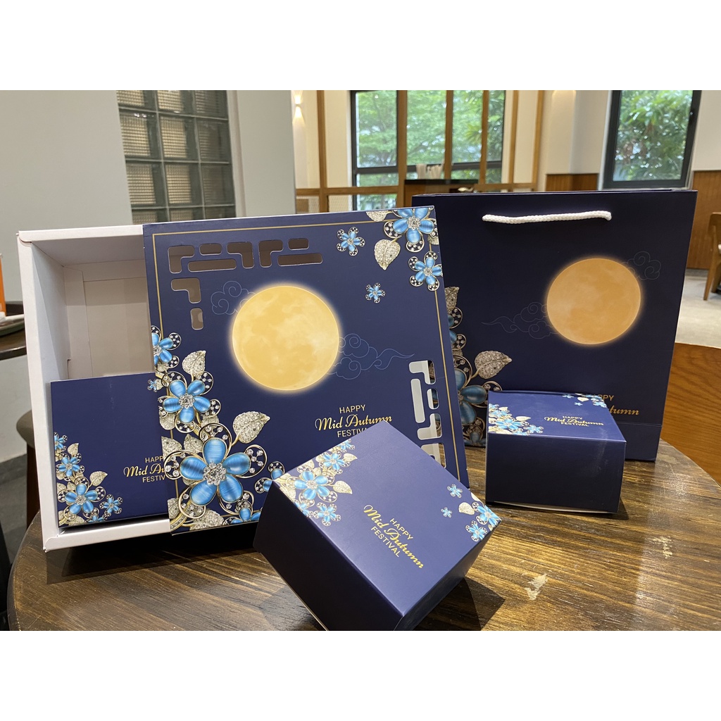 HỘP TRUNG THU - XANH ĐÁ ⚡ GIÁ RẺ NHẤT ⚡ Hộp đựng bánh trung 4 bánh thiết kế cực đẹp