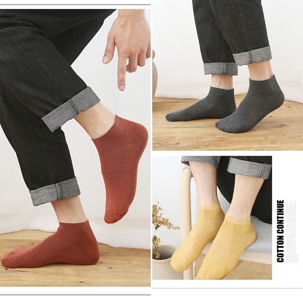 Tất nam nữ cổ ngắn trơn nhiều màu - vớ cotton thoáng mát kháng khuẩn