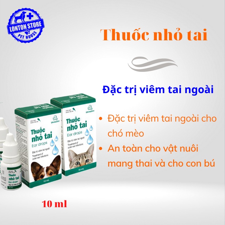 VEMEDIM Dung Dịch Nhỏ Tai, Viêm Lổ Tai, Hôi Tai Cho Chó Mèo Vemedim 10ml - Lonton Store