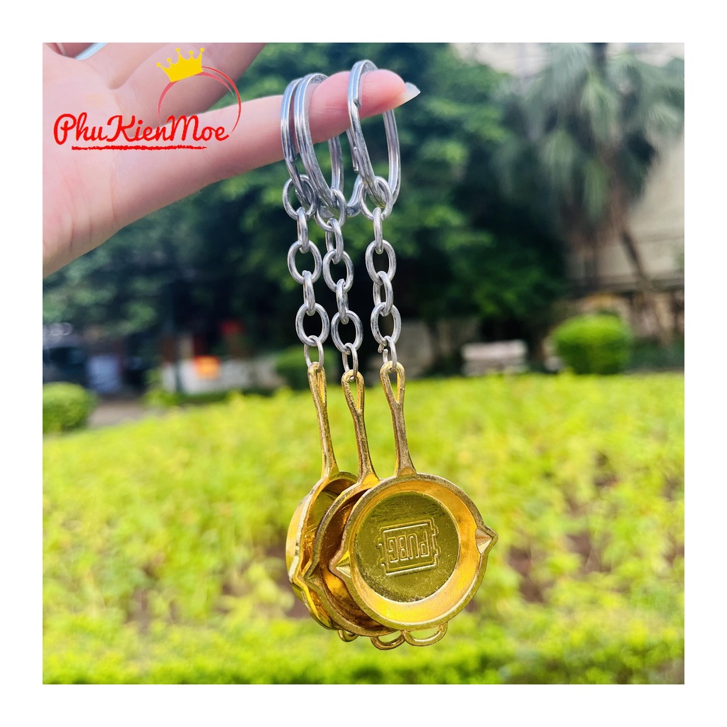 Móc chìa khóa chảo PUBG hottrend màu vàng thép không gỉ made by PhuKienMoe