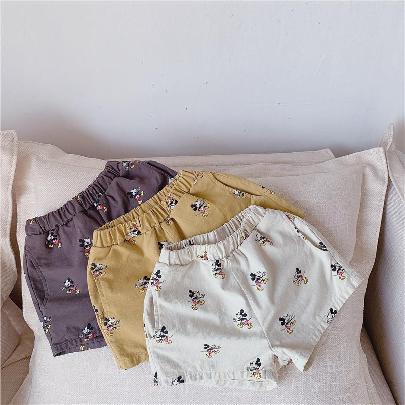 Quần Short Vải Cotton Họa Tiết Hoạt Hình Chuột Mickey Thời Trang Mùa Hè Cho Bé