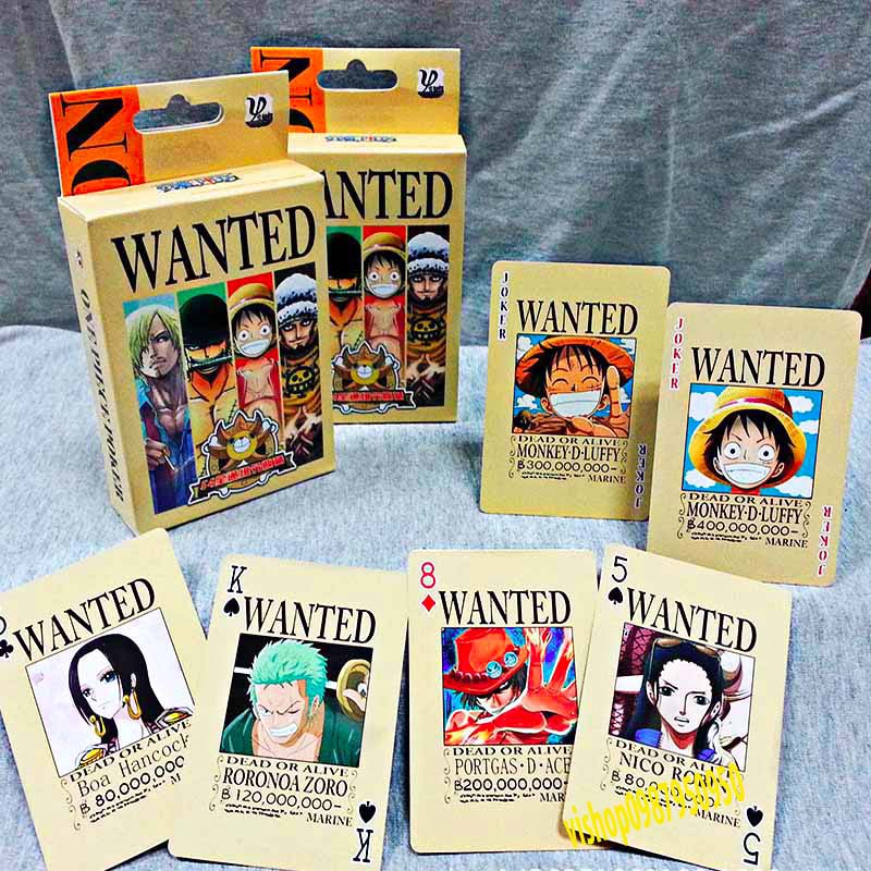 Bộ bài Tây anime onepiece Wanted Truy Nã,Rozo,luffy,chopper , bộ Tú 54 lá in hình anime manga dễ thương si