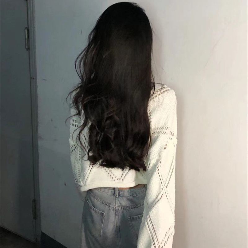 Áo Dệt Kim Tay Dài Dáng Ngắn Phong Cách Phương Tây Thời Trang Mùa Thu Cho Nữ