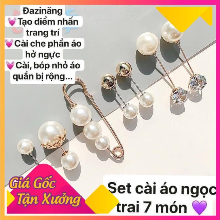 Set 7 Ngọc Trai Cài Áo(Ngọc Trai Nhân Tạo)