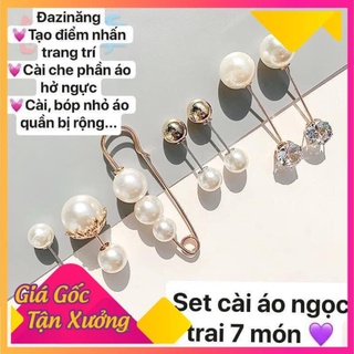 Set 7 ngọc trai cài áo