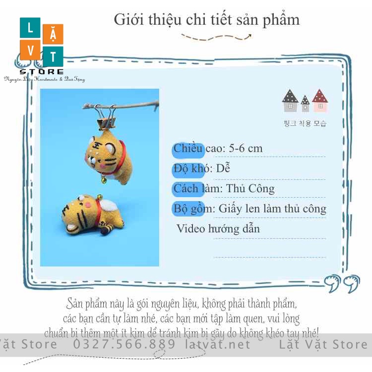 [TẾT 2022]Bộ len chọc Hổ Tiểu Học - Kit len chọc tết Nhâm Dần 2022 - Needle felting Tiger - Có hướng dẫn, làm móc khoá