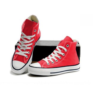 Giày nam, giày sneaker vải - đế cao su cổ cao màu đỏ tươi