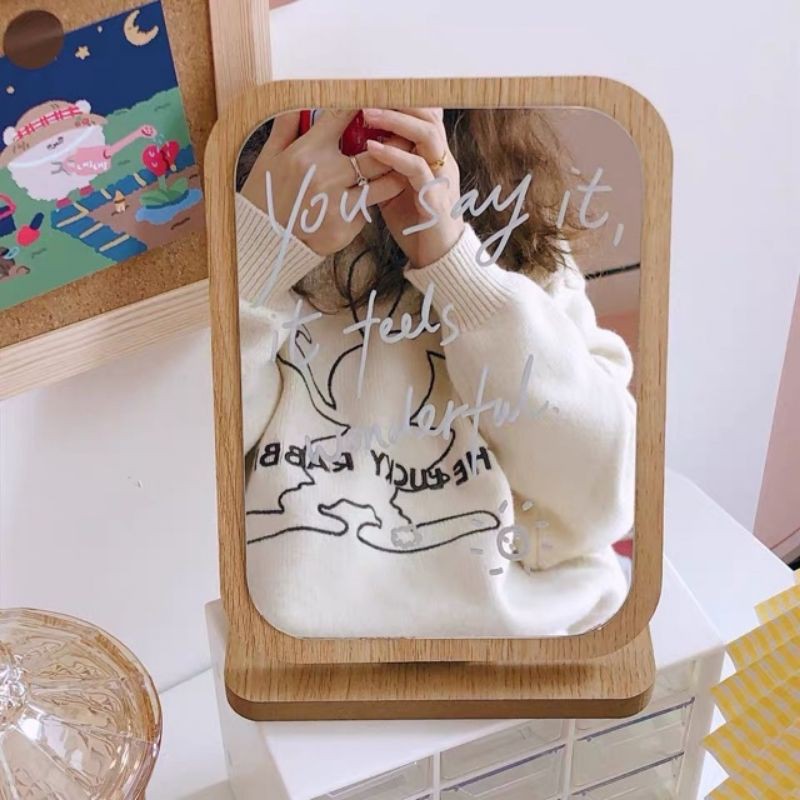 Gương gỗ để bàn - Gương gỗ nhỏ - Gương mini để bàn - Gương siêu xinh