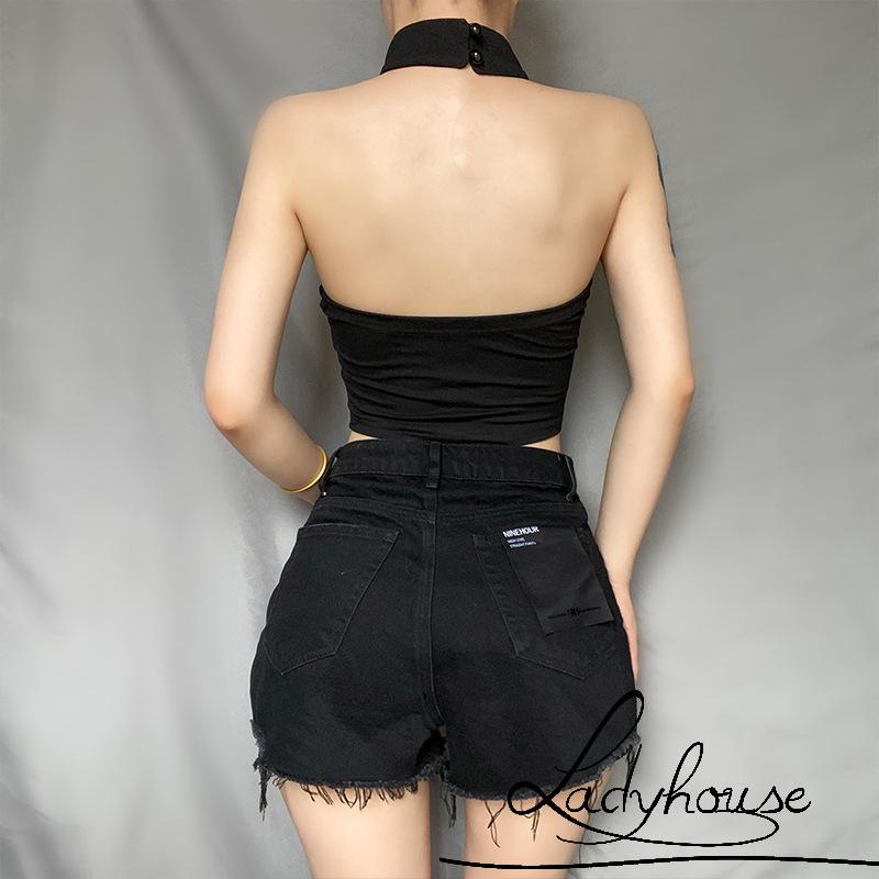 Áo Hai Dây Dáng Ôm Hở Lưng Phối Dây Xích Thời Trang Mùa Hè Cá Tính Dành Cho Bạn Nữ